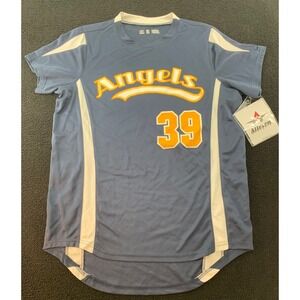 Alleson Angels Baseball Jersey Youth Size Medium Blue Orange 39 Fastpitch